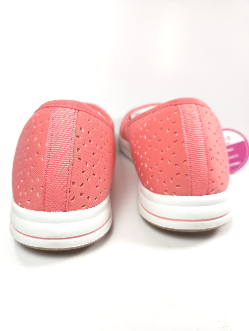 Clarks Breeze Emily Coral Pink Perforated Slip‑On Loafers W 10 - Picture 5 of 15